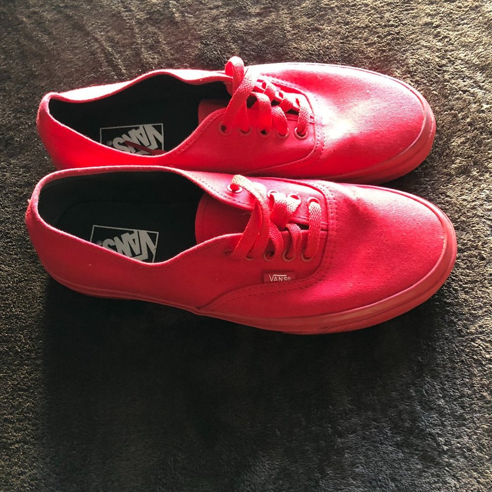 Men Red Canvas Vans Sneakers